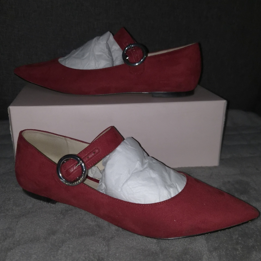 Nine West Red Suede Flats with Buckle